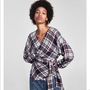 Zara Plaid Flannel Wrap Top